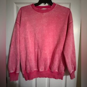 ZENANA Hot Pink Acid Washed sweatshirt-Size L- EUC